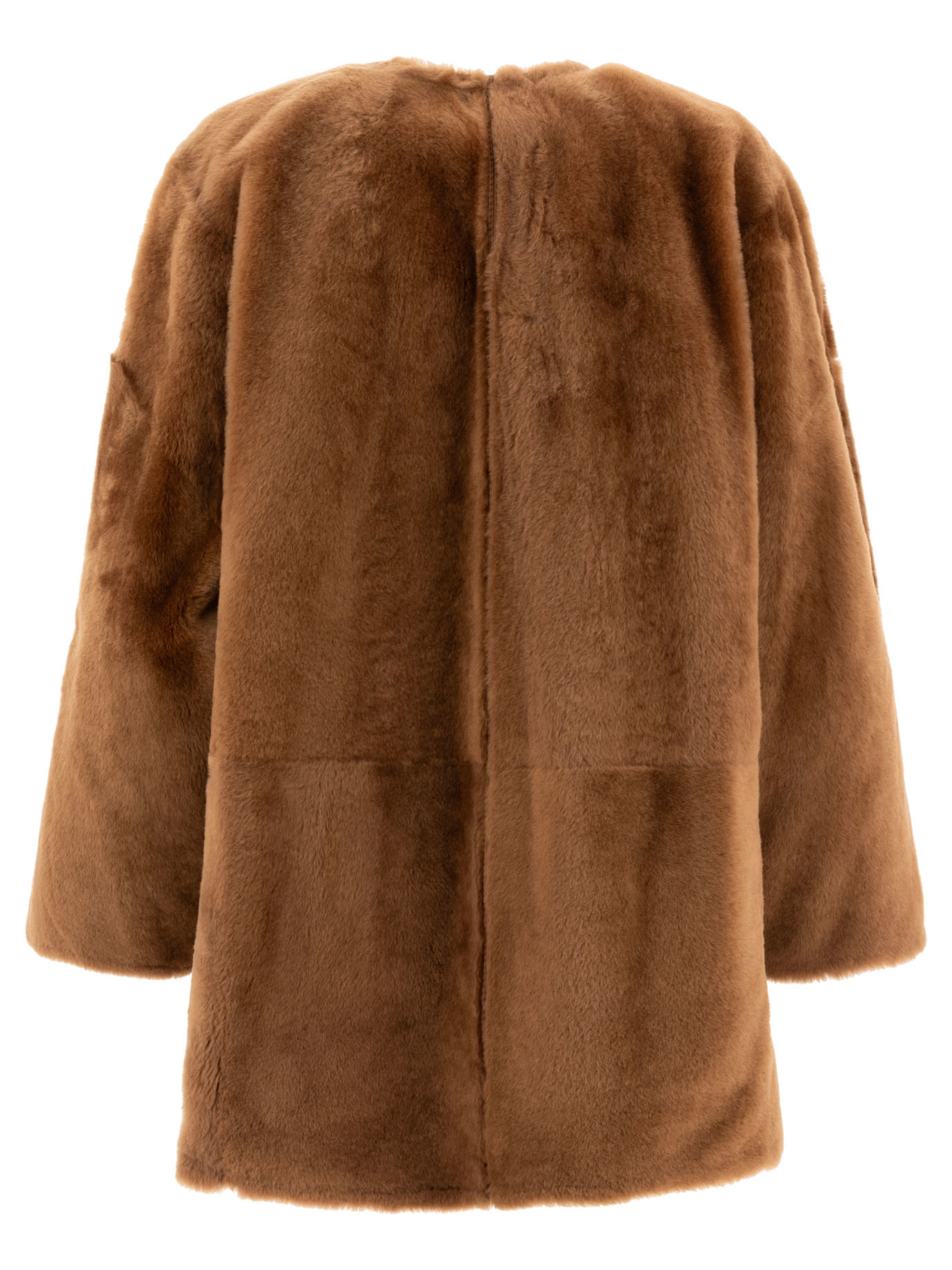 MAX MARA ATELIER Brown Lacon shearling reversible coat